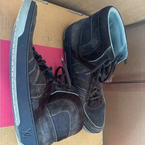 Louis Vuitton Men's High-Top Sneakers in Black and Brown